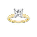 1.50 ctw Princess Lab-Grown Diamond Minimalist Engagement Ring in 14K White Gold And Yellow Gold for Women | D Color, VVS1 Clarity, IGI Certified