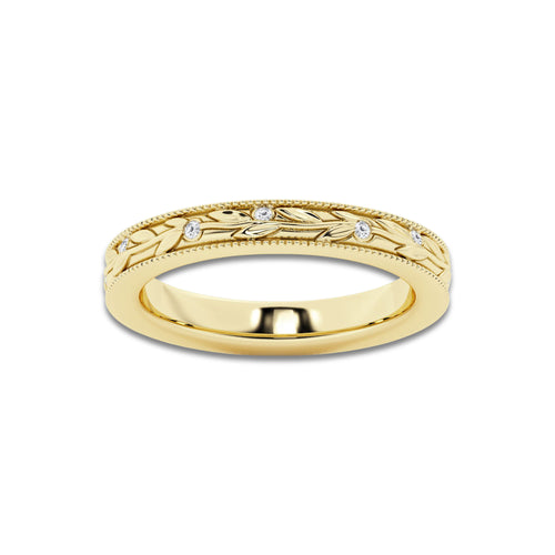 Elena 1/10 ctw Round Lab Grown Diamond Wedding Band 14K Yellow Gold, DE, VS1