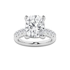 7.66 Ct Elongated Cushion Lab-Grown Diamond Half Eternity Engagement Ring in 14K White Gold for Female, Colorless (E), VS1 Clarity | IGI Certified, 7.00 Ct Center Diamond