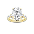 6.55 ctw Oval Lab-Grown Diamond Pave Engagement Ring in 14K Yellow Gold for Women | D Color, VVS1 Clarity, IGI Certified 6.00 ct Center Diamond
