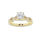 1.25 ctw Cushion Lab-Grown Diamond Twisted Shank Engagement Ring in 14K Yellow Gold for Women | D Color, VVS1 Clarity, IGI Certified 1.00 ct Center Diamond