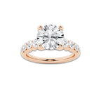 2.04 ctw Round Lab-Grown Diamond Side Stone Engagement Ring in 14K Rose Gold for Women | Colorless D, VVS1 Clarity, IGI Certified 1.50 Ct Center Diamond
