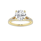 1.83 ctw Round Lab-Grown Diamond Split Shank Side Stone Engagement Ring in 14K Yellow Gold for Women | Colorless E, VS1 Clarity, IGI Certified 1.50 ct Center Diamond
