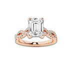 7.29 ctw Emerald Lab-Grown Diamond Twisted Shank Engagement Ring in 14K Rose Gold for Women | D Color, VVS1 Clarity, IGI Certified 7.00 ct Center Diamond