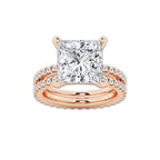 8.22 ctw Princess Lab-Grown Diamond Double Row Diamond Engagement Ring in 14K Rose Gold for Women | Colorless D, VVS1 Clarity, IGI Certified 7.00 ct Center Diamond