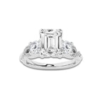 2.62 ctw Emerald Lab-Grown Diamond Side Stone Engagement Ring in Platinum for Women | Colorless E, VS1 Clarity, IGI Certified 2.00 ct Center Diamond
