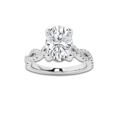 2.25 ctw Oval Lab-Grown Diamond Twisted Shank Engagement Ring in Platinum for Women | D Color, VVS1 Clarity, IGI Certified 2.00 ct Center Diamond