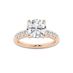 4.66 Ct Round Lab-Grown Diamond Half Eternity Engagement Ring in 14K Rose Gold for Female, Colorless (E), VS1 Clarity | IGI Certified, 4.00 Ct Center Diamond