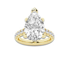 7.55 ctw Pear Lab-Grown Diamond Pave Engagement Ring in 14K Yellow Gold for Women | D Color, VVS1 Clarity, IGI Certified 7.00 ct Center Diamond