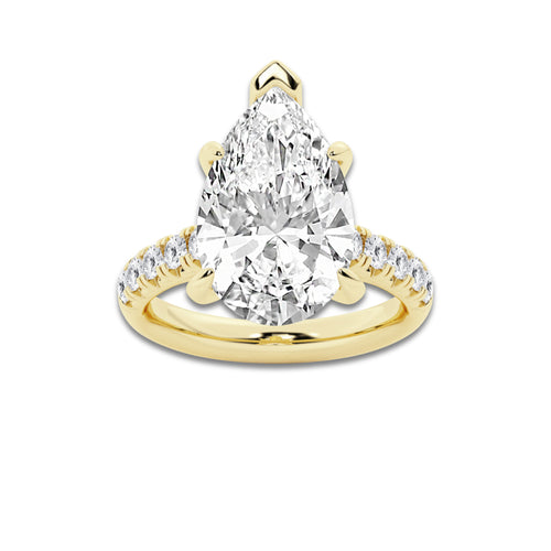 7.55 ctw Pear Lab-Grown Diamond Pave Engagement Ring in 14K Yellow Gold for Women | D Color, VVS1 Clarity, IGI Certified 7.00 ct Center Diamond
