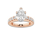 2.50 ctw Pear Lab-Grown Diamond Split-Prong Set Side Stone Engagement Ring in 14K Rose Gold for Women | Colorless D, VVS1 Clarity, IGI Certified 1.50 ct Center Diamond