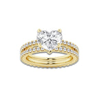 3.39 ctw Heart Lab-Grown Diamond Double Row Diamond Engagement Ring in 14K Yellow Gold for Women | Colorless E, VS1 Clarity, IGI Certified 2.50 ct Center Diamond