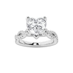 6.29 ctw Heart Lab-Grown Diamond Twisted Shank Engagement Ring in Platinum for Women | D Color, VVS1 Clarity, IGI Certified 6.00 ct Center Diamond
