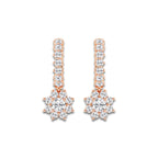1 1/3 ctw Round Lab Grown Diamond Sunflower Drop with Petite Hoop Earrings 14K Rose Gold, DE, VS1