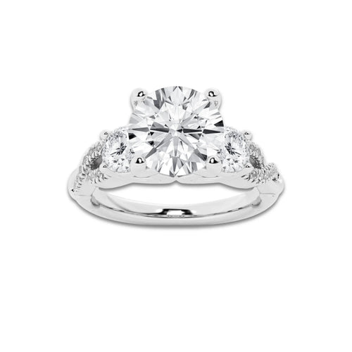 2.62 ctw Round Lab-Grown Diamond Side Stone Engagement Ring in Platinum for Women | Colorless D, VVS1 Clarity, IGI Certified 2.00 ct Center Diamond