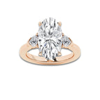 Bia 4 5/8 ctw Moval Lab Grown Diamond Side Stone Engagement Ring 18K Rose Gold, E, VS1 | IGI Certified, 4 ct Center