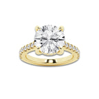 4.35 ctw Round Lab-Grown Diamond Hidden Halo Side Stone Engagement Ring in 18K Yellow Gold for Women | Colorless E, VS1 Clarity, IGI Certified 4.00 ct Center Diamond