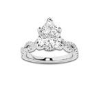 2.25 ctw Pear Lab-Grown Diamond Twisted Shank Engagement Ring in Platinum for Women | D Color, VVS1 Clarity, IGI Certified 2.00 ct Center Diamond