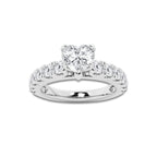 2.00 ctw Heart Lab-Grown Diamond Split-Prong Set Side Stone Engagement Ring in Platinum for Women | Colorless D, VVS1 Clarity, IGI Certified 1.00 ct Center Diamond