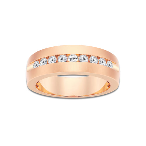 1/2 ctw Round Lab Grown Diamond Nine-Stone Wedding Band with Satin Finish 14K Rose Gold, DE, VS1