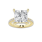 8.42 ctw Princess Lab-Grown Diamond Hidden Halo Side Stone Engagement Ring in 18K Yellow Gold for Women | Colorless E, VS1 Clarity, IGI Certified 8.00 ct Center Diamond