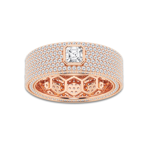 3 ctw Asscher Lab Grown Diamond Contemporary Eternity Band - 7.4mm Width 14K Rose Gold, DE, VS1 | 1/2 ct Center