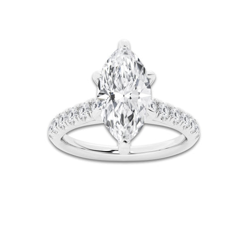 2.41 ctw Marquise Lab-Grown Diamond Pave Engagement Ring in 14K White Gold for Women | D Color, VVS1 Clarity, IGI Certified 2.00 ct Center Diamond