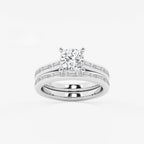 Synergy 2 1/4 ctw Cushion Lab Grown Diamond Baguette and Princess Side Stone Bridal Set 14K White Gold, E, VS1 | IGI Certified, 1 1/2 ct Center