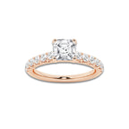 Nora 1 1/2 ctw Asscher Lab Grown Diamond Royal Crown Engagement Ring 14K Rose Gold, D, VVS | IGI Certified, 1 ct Center