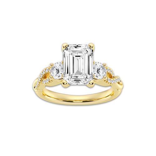 7.61 ctw Emerald Lab-Grown Diamond Side Stone Engagement Ring in 14K Yellow Gold for Women | Colorless D, VVS1 Clarity, IGI Certified 7.00 ct Center Diamond