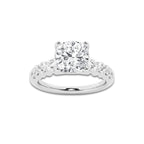 2.54 Ct Cushion Lab-Grown Diamond Half Eternity Engagement Ring in Platinum for Female, Colorless (E), VS1 Clarity | IGI Certified, 2.00 Ct Center Diamond