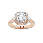 Sunlight 3 3/4 ctw Asscher Lab Grown Diamond Halo Engagement Ring 18K Rose Gold, D, VVS | IGI Certified, 3 ct Center
