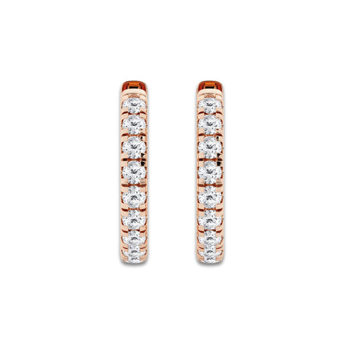 1 ctw Round Lab Grown Diamond French Pave Hoop Earrings 14K Rose Gold, DE, VS1