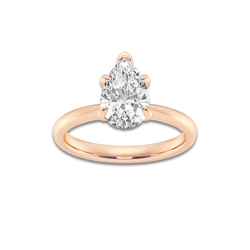 1.50 ctw Pear Lab-Grown Diamond Solitaire Engagement Ring in 14K Rose Gold for Women | Colorless D, VVS1 Clarity, IGI Certified