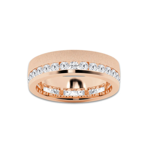2 ctw Round Lab Grown Diamond Men's Eternity Band with Satin Finish - 6.6mm Width 14K Rose Gold, DE, VS1