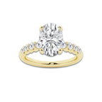 4.66 Ct Oval Lab-Grown Diamond Half Eternity Engagement Ring in 14K Yellow Gold for Female, Colorless (D), VVS1 Clarity | IGI Certified, 4.00 Ct Center Diamond