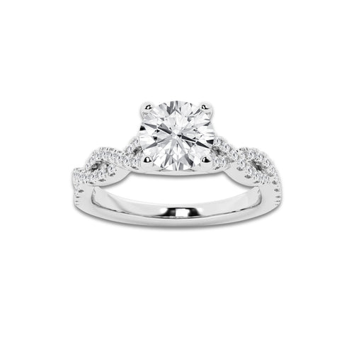 1.25 ctw Round Lab-Grown Diamond Twisted Shank Engagement Ring in Platinum for Women | E Color, VS1 Clarity, IGI Certified 1.00 ct Center Diamond