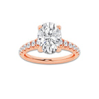 2.41 ctw Oval Lab-Grown Diamond Pave Engagement Ring in 14K Rose Gold for Women | E Color, VS1 Clarity, IGI Certified 2.00 ct Center Diamond