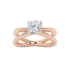 Ingrid 1 1/2 ctw Cushion Lab Grown Diamond Crossover Solitaire Engagement Ring 14K Rose Gold, D, VVS | IGI Certified, 1 1/2 ct Center