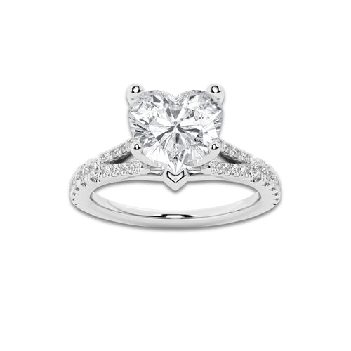1.83 ctw Heart Lab-Grown Diamond Split Shank Side Stone Engagement Ring in Platinum for Women | Colorless E, VS1 Clarity, IGI Certified 1.50 ct Center Diamond