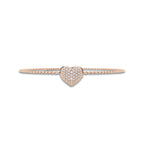 1/4 ctw Round Lab Grown Diamond Pave Heart Chain Bracelet Chain Bracelet - 7 Inches 14K Rose Gold, DE, VS1