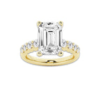 6.66 ctw Emerald Lab-Grown Diamond Side Stone Engagement Ring in 14K Yellow Gold for Women | Colorless E, VS1 Clarity, IGI Certified 6.00 Ct Center Diamond