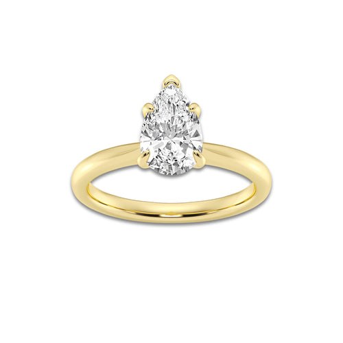 1.00 ctw Pear Lab-Grown Diamond Solitaire Engagement Ring in 14K Yellow Gold for Women | Colorless D, VVS1 Clarity, IGI Certified