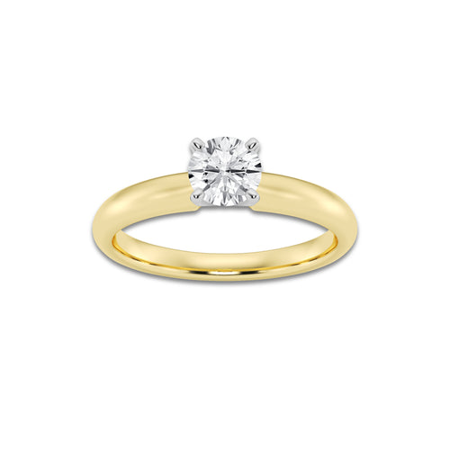 2.00 ctw Round Lab-Grown Diamond Solitaire Engagement Ring in 14K White Gold And Yellow Gold for Women | Colorless D, VVS1 Clarity, IGI Certified