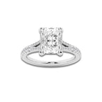 8.66 ctw Radiant Lab-Grown Diamond Split Shank Side Stone Engagement Ring in 14K White Gold for Women | Colorless D, VVS1 Clarity, IGI Certified 8.00 ct Center Diamond