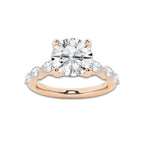 2.98 ctw Round Lab-Grown Diamond Marquise Side Stone Engagement Ring in 14K Rose Gold for Women | Colorless D, VVS1 Clarity, IGI Certified 2.50 ct Center Diamond