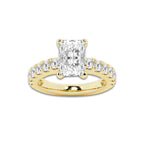 4.00 ctw Radiant Lab-Grown Diamond Split-Prong Set Side Stone Engagement Ring in 14K Yellow Gold for Women | Colorless E, VS1 Clarity, IGI Certified 3.00 ct Center Diamond