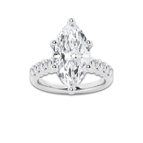 6.66 Ct Marquise Lab-Grown Diamond Half Eternity Engagement Ring in Platinum for Female, Colorless (D), VVS1 Clarity | IGI Certified, 6.00 Ct Center Diamond