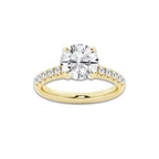 2.90 ctw Round Lab-Grown Diamond Pave Engagement Ring in 14K Yellow Gold for Women | E Color, VS1 Clarity, IGI Certified 2.50 ct Center Diamond