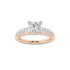 1.54 ctw Princess Lab-Grown Diamond Side Stone Engagement Ring in 14K Rose Gold for Women | Colorless D, VVS1 Clarity, IGI Certified 1.00 Ct Center Diamond